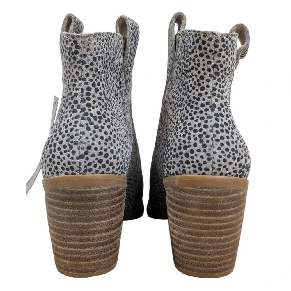 NEW Toms Boot 6 Constance Heeled Mini Cheetah Suede Ankle Boots Western‎ Vibe